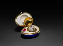 Easter Egg with Crown and Ruby Surprise, late 1800s - early 1900s. Creator: House of Fabergé (Russian, 1842-1918)