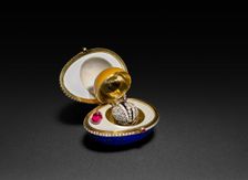 Easter Egg with Crown and Ruby Surprise, late 1800s - early 1900s. Creator: House of Fabergé (Russian, 1842-1918)