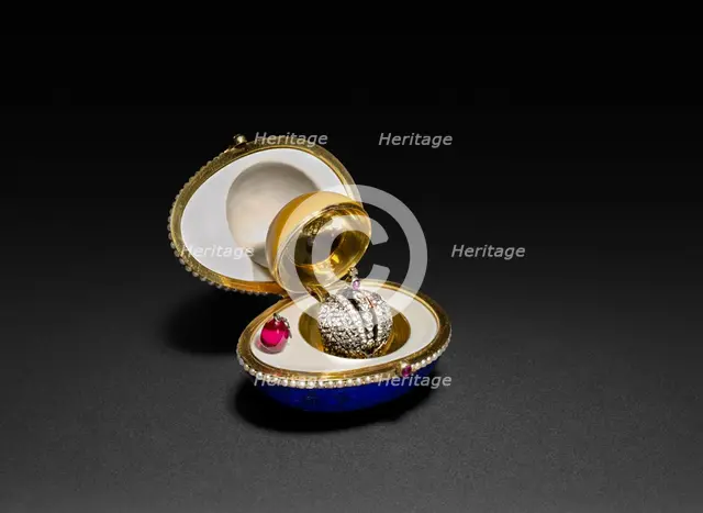 Easter Egg with Crown and Ruby Surprise, late 1800s - early 1900s. Creator: House of Fabergé (Russian, 1842-1918).