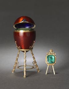 Easter Egg on Stand with Photograph of Tsarevich Alexei Nikolaievich, before 1896. Creator: Alexander Edward Tillander (Russian)