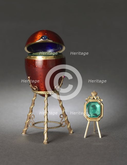 Easter Egg on Stand with Photograph of Tsarevich Alexei Nikolaievich, before 1896. Creator: Alexander Edward Tillander (Russian).