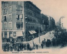 Easter, Good Friday procession in Madrid, 1912 postcard