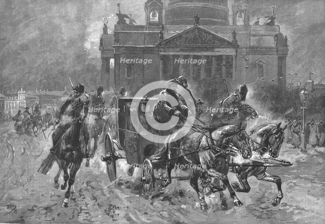 'Easter in St. Petersburg--His Majesty the Czar drives to Church', 1890. Creator: Unknown.