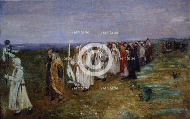 Easter procession. Artist: Malinin, Ivan Semenovich (1866-1952)