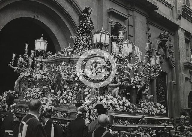 Easter Procession in Madrid, 'paso' of Father Jesus of Medinaceli, 1950.