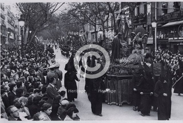 Easter Procession on the Ramblas in Barcelona, ??1956.