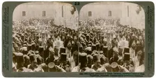 Easter procession of the Greek Patriarch, entering the Church of Holy Sepulchre, Jerusalem, 1903.Artist: Underwood & Underwood