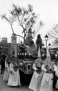 Easter procession passing through the Catalonia Square in Barcelona, ??1956
