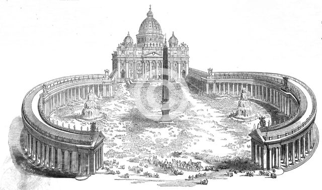Easter Sunday - the Pope blessing the people from the portico of St Peter's, 1844. Creator: Unknown.