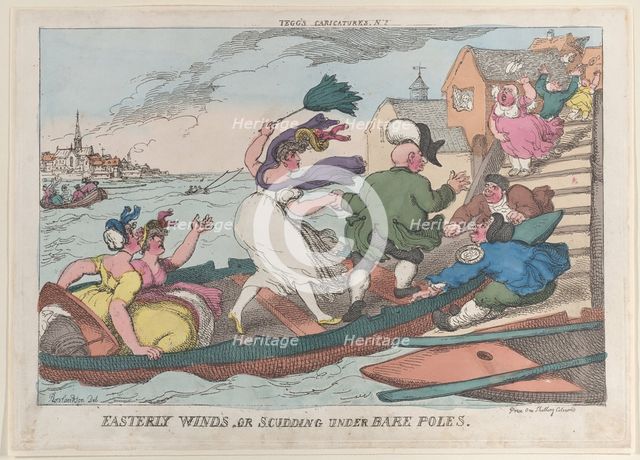 Easterly Winds, or Scudding Under Bare Poles, May 10, 1810., May 10, 1810. Creator: Thomas Rowlandson.