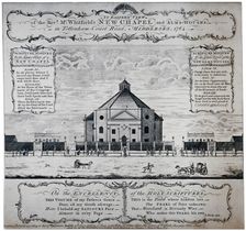 Eastern view of Whitefield's Tabernacle, Tottenham Court Road, St Pancras, London, 1764. Artist: Anon