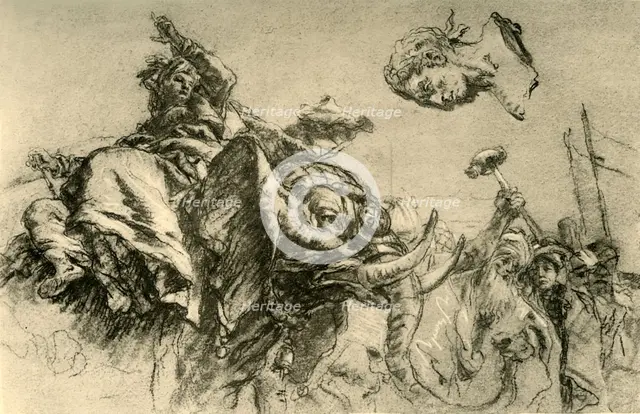 'Eastern woman on an elephant. A Roman Emperor's bust', 1752-1753, (1928). Artist: Giovanni Battista Tiepolo.