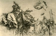 Eastern woman on an elephant. A Roman Emperor's bust 1752-1753, (1928). Artist: Giovanni Battista Tiepolo