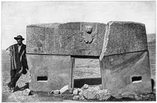 Eastern aspect of the monolithic gate of Akapana, Tiahuanaco, Bolivia, 1901