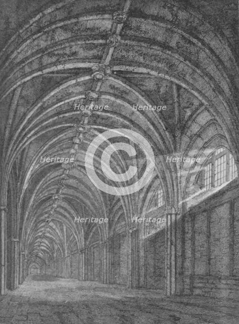 Eastern cloister of St Bartholomew's Priory, West Smithfield, City of London, c1805 (1906). Artist: John Greig.