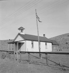 Eastern Oregon county school in clearing in the sage bush, Baker County, Oregon, 1939. Creator: Dorothea Lange