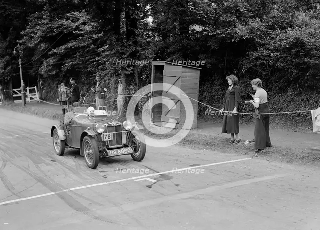 EC Haesendonck's MG PB competing at the MCC Torquay Rally, July 1937. Artist: Bill Brunell.