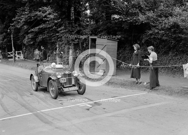 EC Haesendonck's MG PB competing at the MCC Torquay Rally, July 1937. Artist: Bill Brunell.