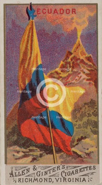 Ecuador, from Flags of All Nations, Series 1 (N9) for Allen & Ginter Cigarettes Brands, 1887. Creator: Allen & Ginter.