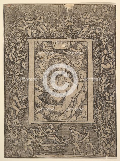 Ecce Homo with Ornamental Border showing the Triumph of Bacchus, 1511. Creator: Hans Baldung.