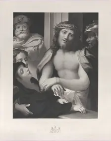 Ecce Homo, with Pontius Pilate behind him at left, the Virgin fainting at lower left, and ..., 1850. Creator: George Thomas Doo