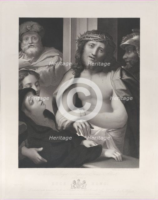 Ecce Homo, with Pontius Pilate behind him at left, the Virgin fainting at lower left, and ..., 1850. Creator: George Thomas Doo.
