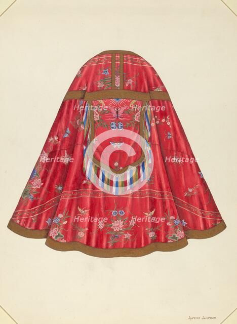 Ecclesiastical Vestment (back view), c. 1940. Creator: Syrena Swanson.