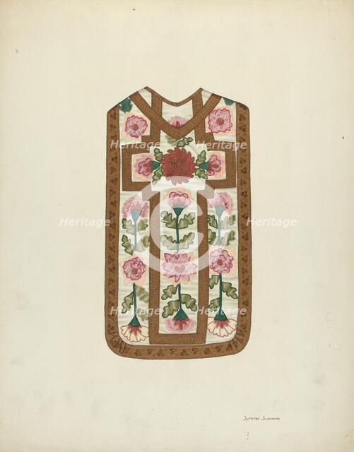 Ecclesiastical Vestment, c. 1939. Creator: Syrena Swanson.