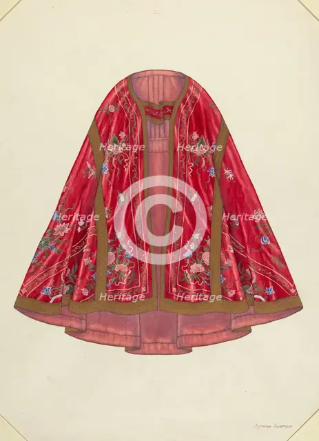Ecclesiastical Vestment (front view), c. 1940. Creator: Syrena Swanson.