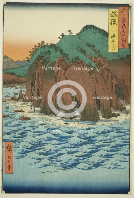 Echigo Province: Oyashirazu (Echigo, Oyashirazu), from the series "Famous Places in the..., 1853. Creator: Ando Hiroshige.