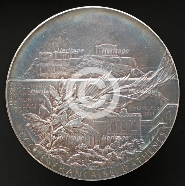 École française d'Athènes [reverse], 1898. Creator: Louis Oscar Roty.