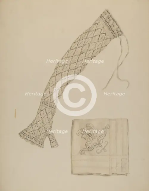 Economy Handkerchief and Mitts, c. 1938. Creator: Eva Wilson.