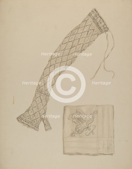 Economy Handkerchief and Mitts, c. 1938. Creator: Eva Wilson.