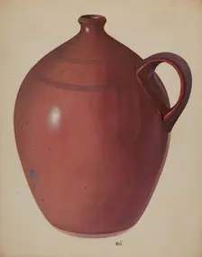 Economy Redware Jug, c. 1937. Creator: Edward White