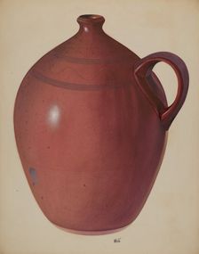 Economy Redware Jug, c. 1937. Creator: Edward White