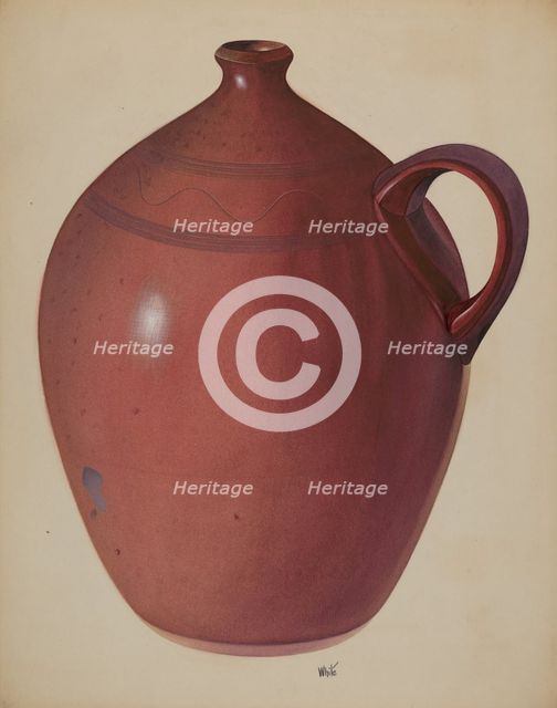 Economy Redware Jug, c. 1937. Creator: Edward White.
