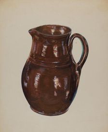 Economy Redware Pitcher, c. 1937. Creator: Ralph Atkinson