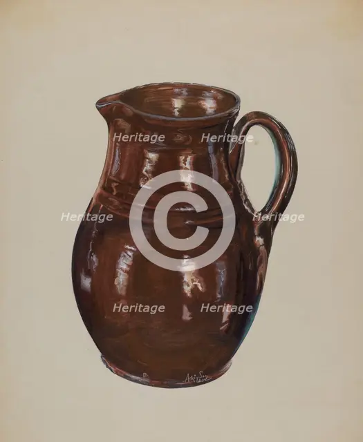 Economy Redware Pitcher, c. 1937. Creator: Ralph Atkinson.
