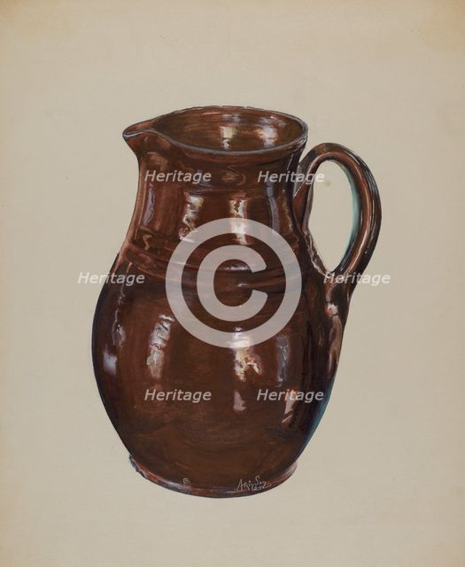 Economy Redware Pitcher, c. 1937. Creator: Ralph Atkinson.