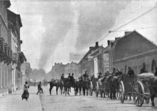 'Ecrases par le Nombre; Louvain est evacue le 18 aout 1914. Creator: Unknown
