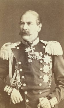 Eduard Ivanovich Totleben, half-length portrait, facing slightly left..., between 1880 and 1886. Creator: Unknown