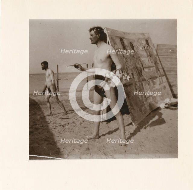 Edvard Munch at the Beach in Warnemünde, 1907. Creator: Munch, Edvard (1863-1944).