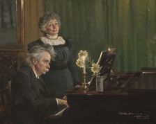 Edvard Grieg accompanying his Wife, 1898. Creator: Peder Severin Kroyer