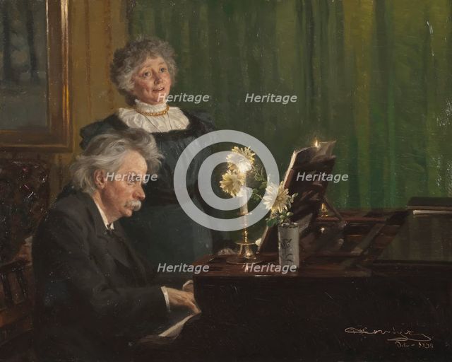Edvard Grieg accompanying his Wife, 1898. Creator: Peder Severin Kroyer.