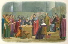 Edward acknowledged as suzerain of Scotland 1290 (1864). Artist: James William Edmund Doyle