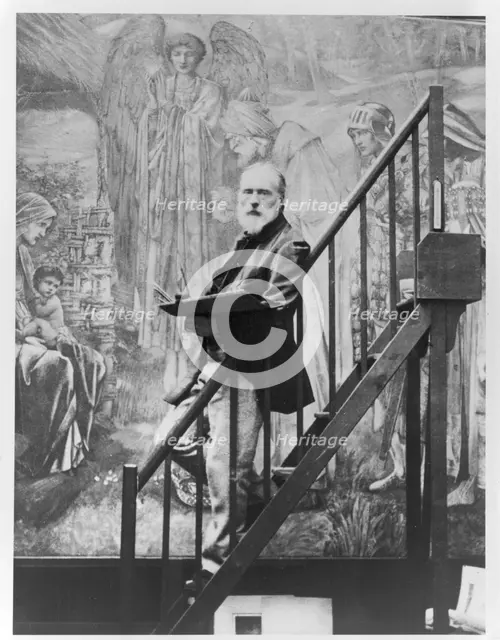 Edward Burne-Jones at work on the Star of Bethlehem, 1890. Creator: Barbara Leighton.