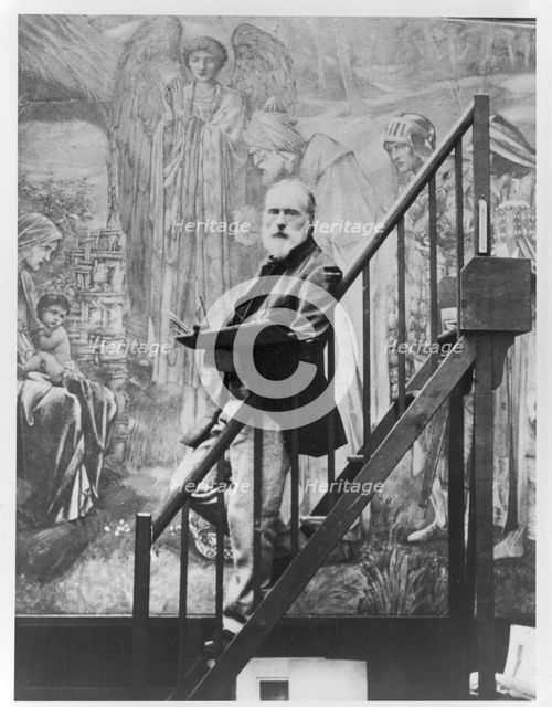 Edward Burne-Jones at work on the Star of Bethlehem, 1890. Creator: Barbara Leighton.