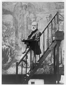Edward Burne-Jones at work on the Star of Bethlehem, 1890. Creator: Barbara Leighton