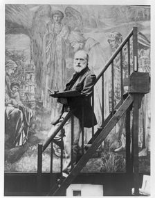 Edward Burne-Jones at work on the Star of Bethlehem, 1890. Creator: Barbara Leighton