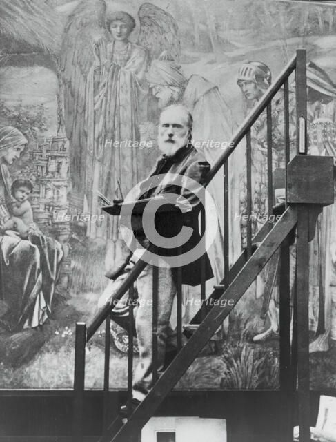 Edward Burne-Jones at work on the Star of Bethlehem, 1895. Creator: Barbara Leighton.